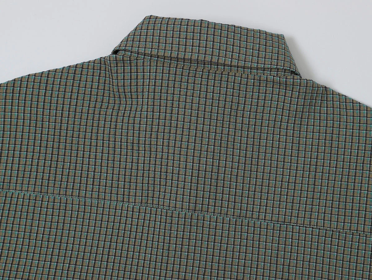 BOXY CROPPED FIT 'GREEN' PLAID SHIRT - Image 3
