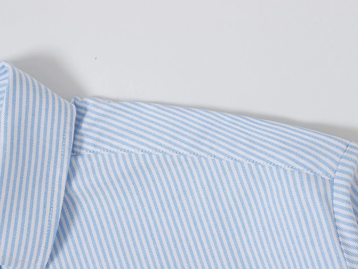 BOXY CROPPED 'PURE BLUE' STRIPED LONG-SLEEVE SHIRT - Image 3