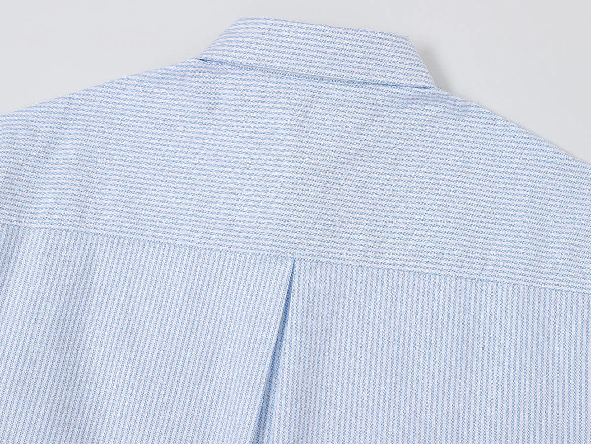 BOXY CROPPED 'PURE BLUE' STRIPED LONG-SLEEVE SHIRT - Image 4
