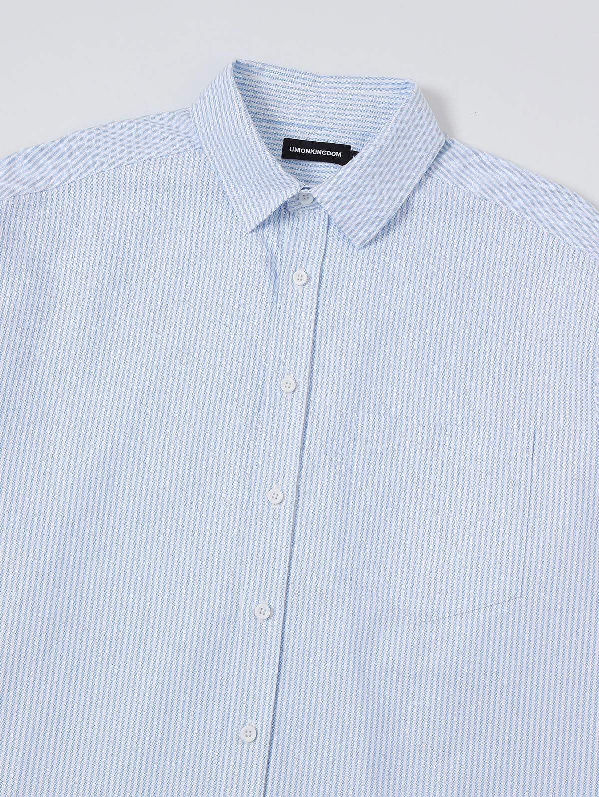 BOXY CROPPED 'PURE BLUE' STRIPED LONG-SLEEVE SHIRT - Image 9