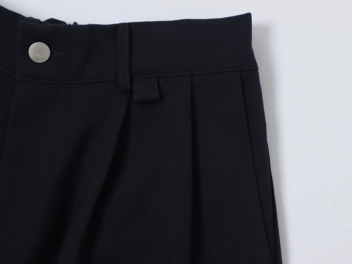 BAGGY FIT 'NAVY BLUE' PLEATED PANTS - Image 4